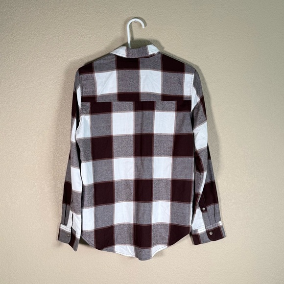 Abercrombie & Fitch Brown and White Plaid Button Down Flannel Shirt - Picture 5 of 7